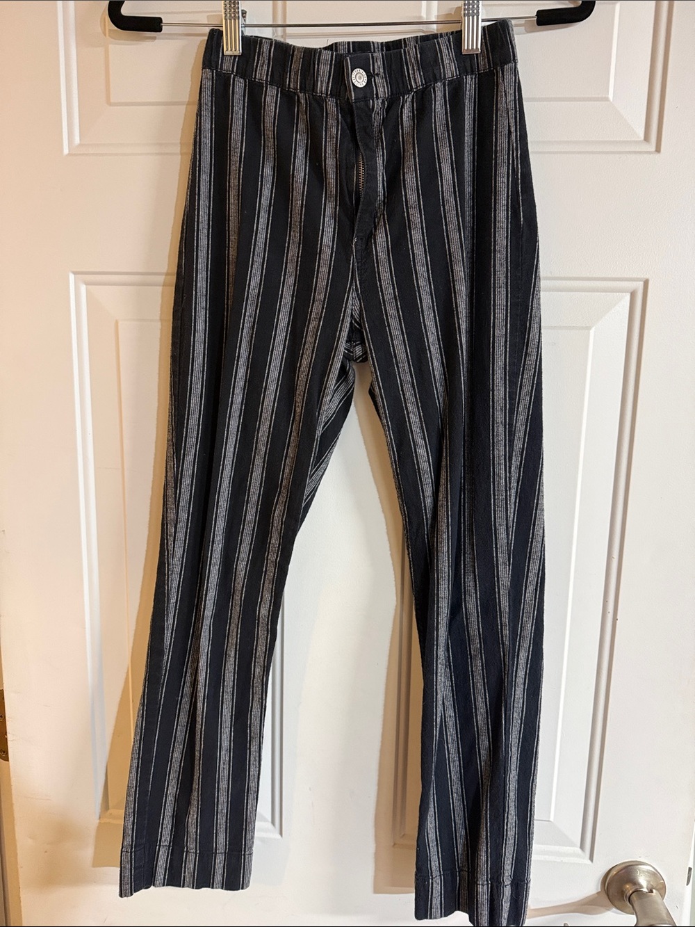 Brandy Melville Black and Gray Vertical Stripe Pants